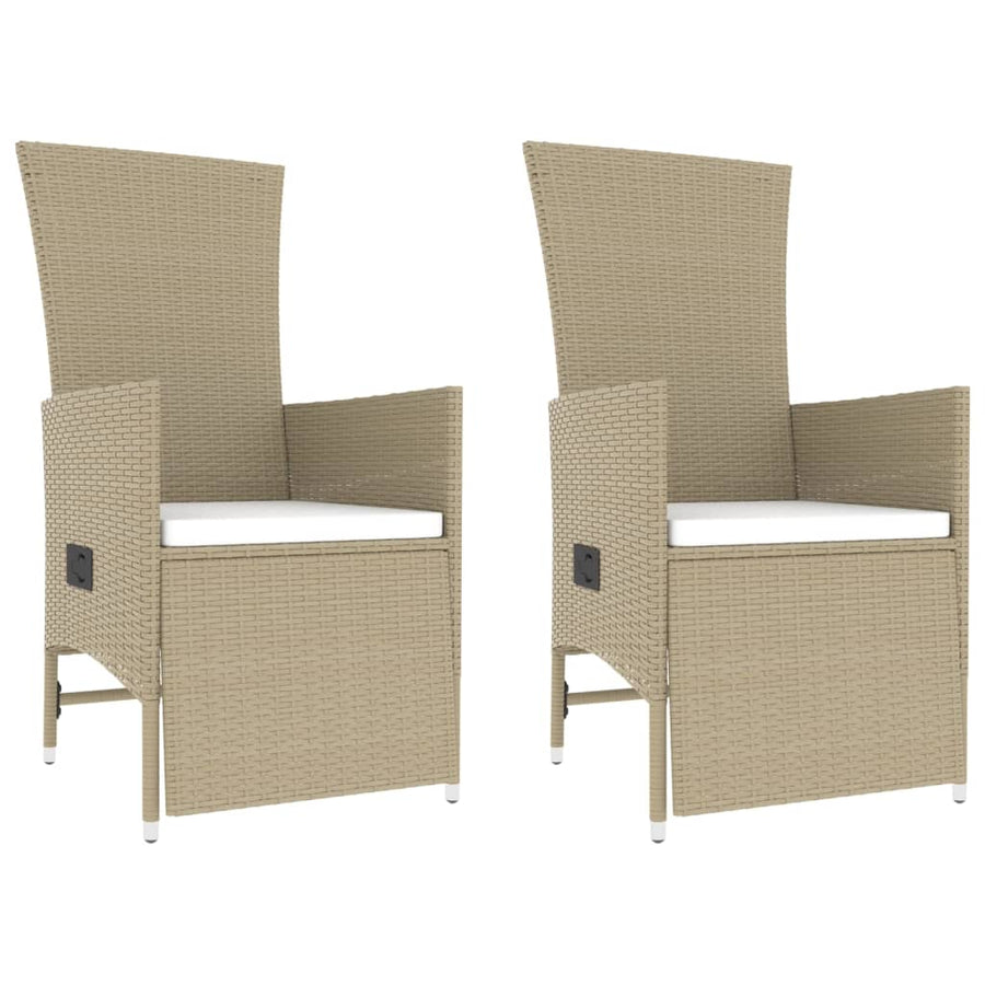 -Delige Loungeset Poly Rattan En Staal Beige 2x Fauteuil + Tafel