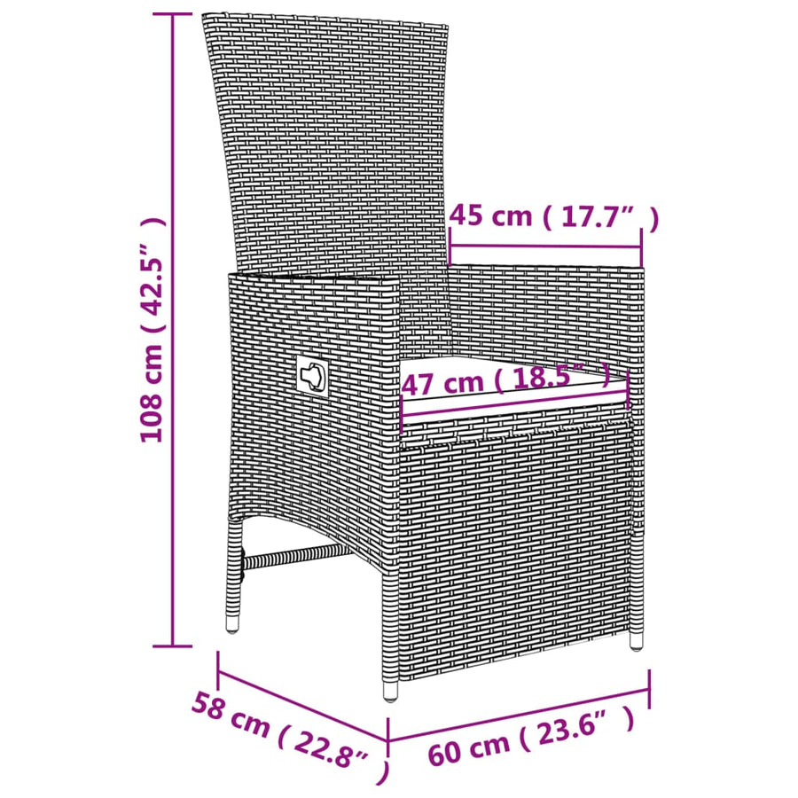 -Delige Loungeset Poly Rattan En Staal Beige 2x Fauteuil + Tafel