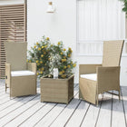 -Delige Loungeset Poly Rattan En Staal Beige 2x Fauteuil + Tafel