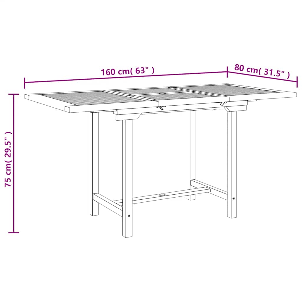 Tuintafel verlengbaar 110-160x80x75 cm massief teakhout