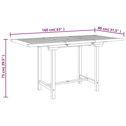 Tuintafel verlengbaar 110-160x80x75 cm massief teakhout