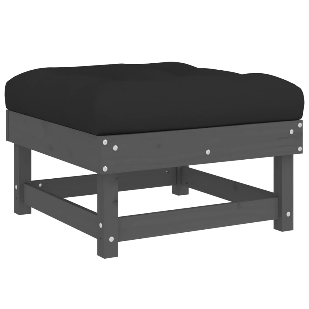 Tuinvoetenbank Met Kussen Massief Grenenhout Grijs Grijs grenenhout Voetensteun