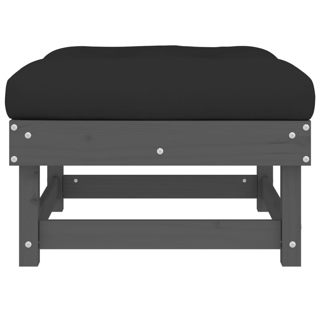 Tuinvoetenbank Met Kussen Massief Grenenhout Grijs Grijs grenenhout Voetensteun