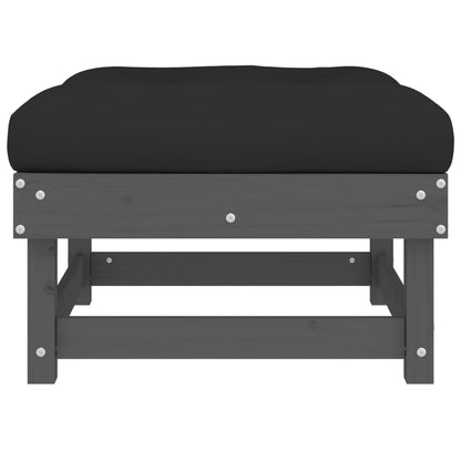 Tuinvoetenbank Met Kussen Massief Grenenhout Grijs Grijs grenenhout Voetensteun
