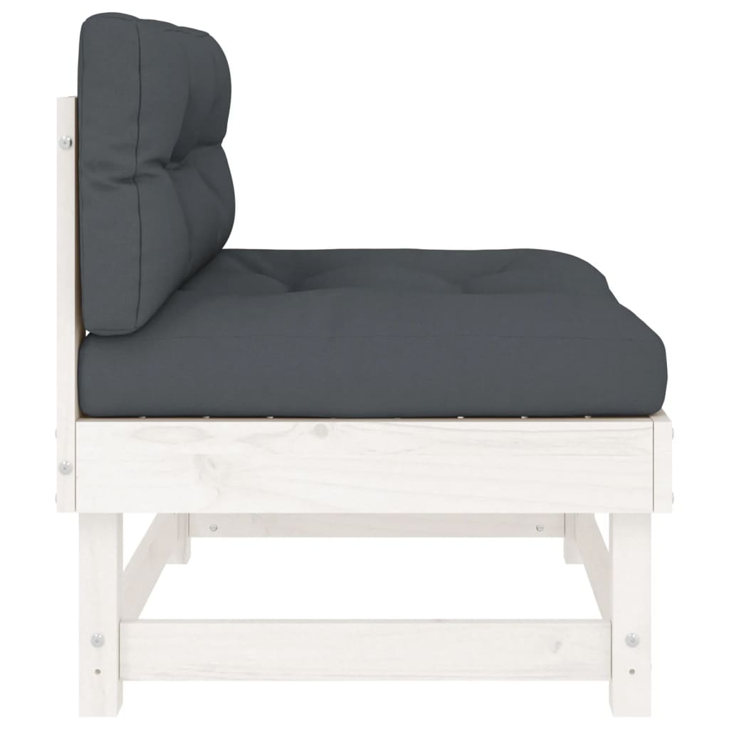 Middenbanken Met Kussens 2 St Massief Grenenhout Wit Wit grenenhout 2x midden