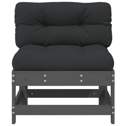 Met Kussens Massief Grenenhout Grijs Grijs grenenhout Middenbank