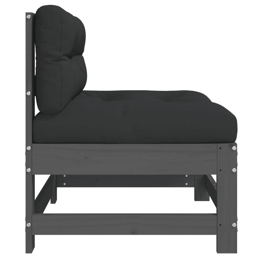 Met Kussens Massief Grenenhout Grijs Grijs grenenhout Middenbank