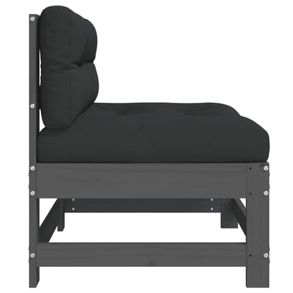 Met Kussens Massief Grenenhout Grijs Grijs grenenhout Middenbank