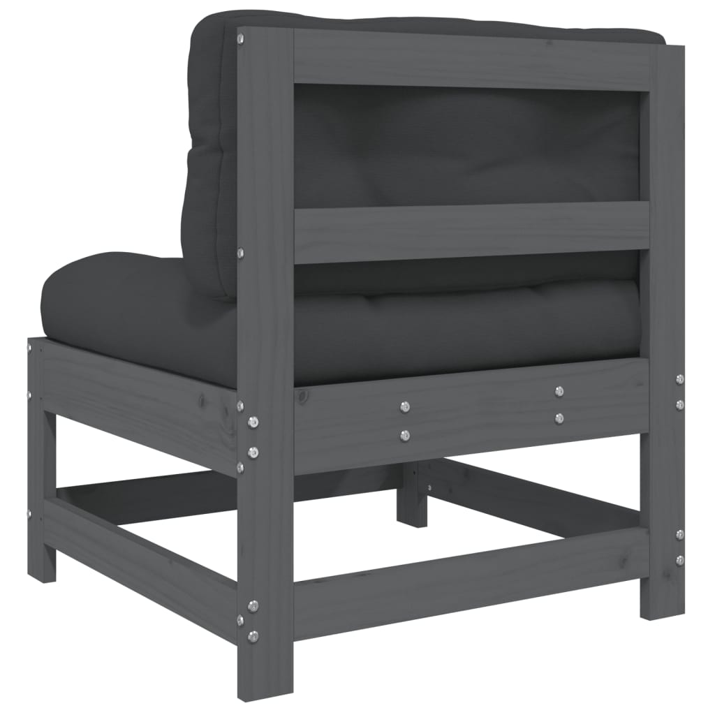 Met Kussens Massief Grenenhout Grijs Grijs grenenhout Middenbank