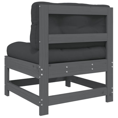 Met Kussens Massief Grenenhout Grijs Grijs grenenhout Middenbank