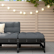 Tuinvoetenbank massief grenenhout 62x62x32 cm zwart met kussen