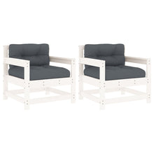 Tuinstoelen Met Kussens 2 St Massief Grenenhout Wit Wit grenenhout amchair