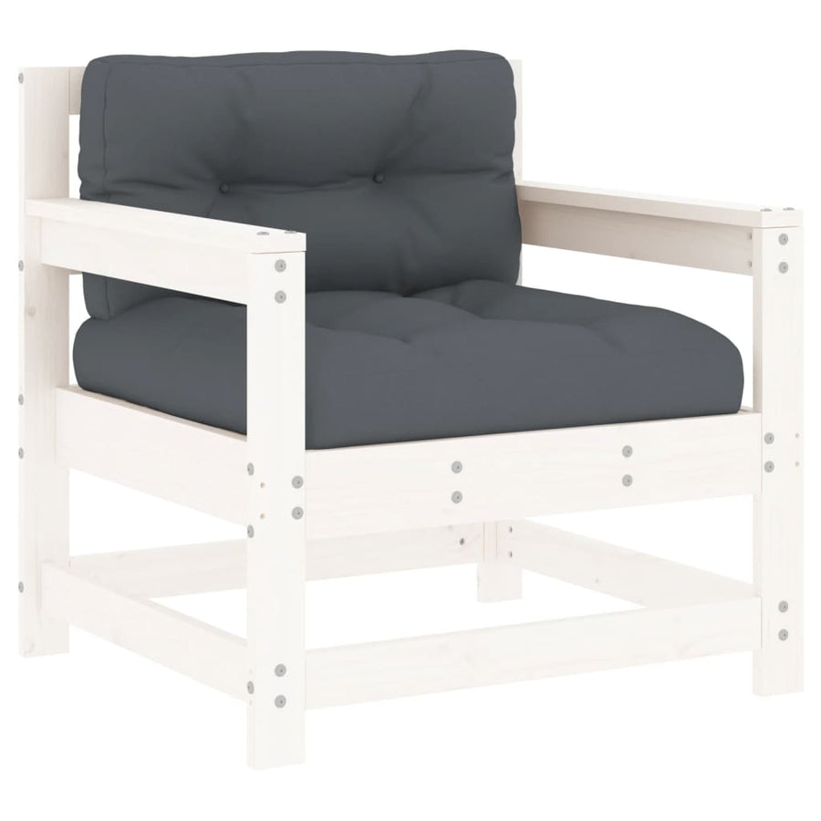 Tuinstoelen Met Kussens 2 St Massief Grenenhout Wit Wit grenenhout amchair