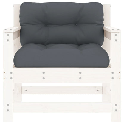 Tuinstoelen Met Kussens 2 St Massief Grenenhout Wit Wit grenenhout amchair