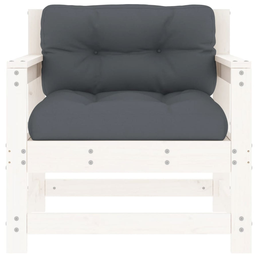 Tuinstoelen Met Kussens 2 St Massief Grenenhout Wit Wit grenenhout amchair