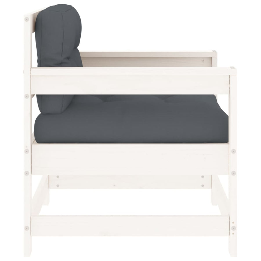 Tuinstoelen Met Kussens 2 St Massief Grenenhout Wit Wit grenenhout amchair