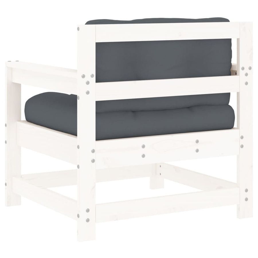 Tuinstoelen Met Kussens 2 St Massief Grenenhout Wit Wit grenenhout amchair