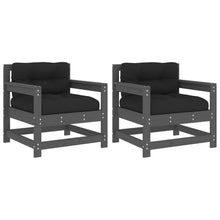 Tuinstoelen 2 St Met Kussens Massief Grenenhout Grijs Grijs grenenhout amchair