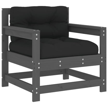 Tuinstoelen 2 St Met Kussens Massief Grenenhout Grijs Grijs grenenhout amchair
