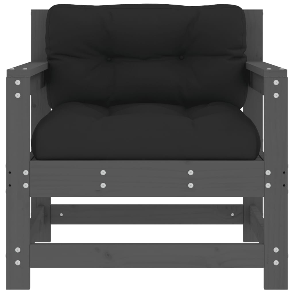 Tuinstoelen 2 St Met Kussens Massief Grenenhout Grijs Grijs grenenhout amchair