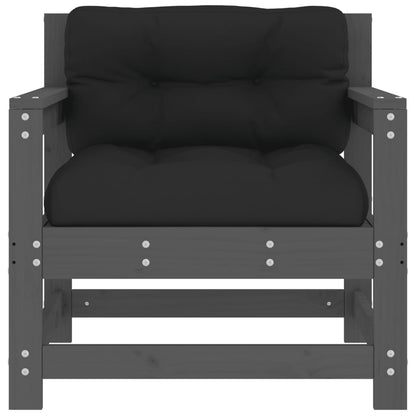 Tuinstoelen 2 St Met Kussens Massief Grenenhout Grijs Grijs grenenhout amchair