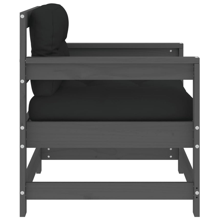 Tuinstoelen 2 St Met Kussens Massief Grenenhout Grijs Grijs grenenhout amchair