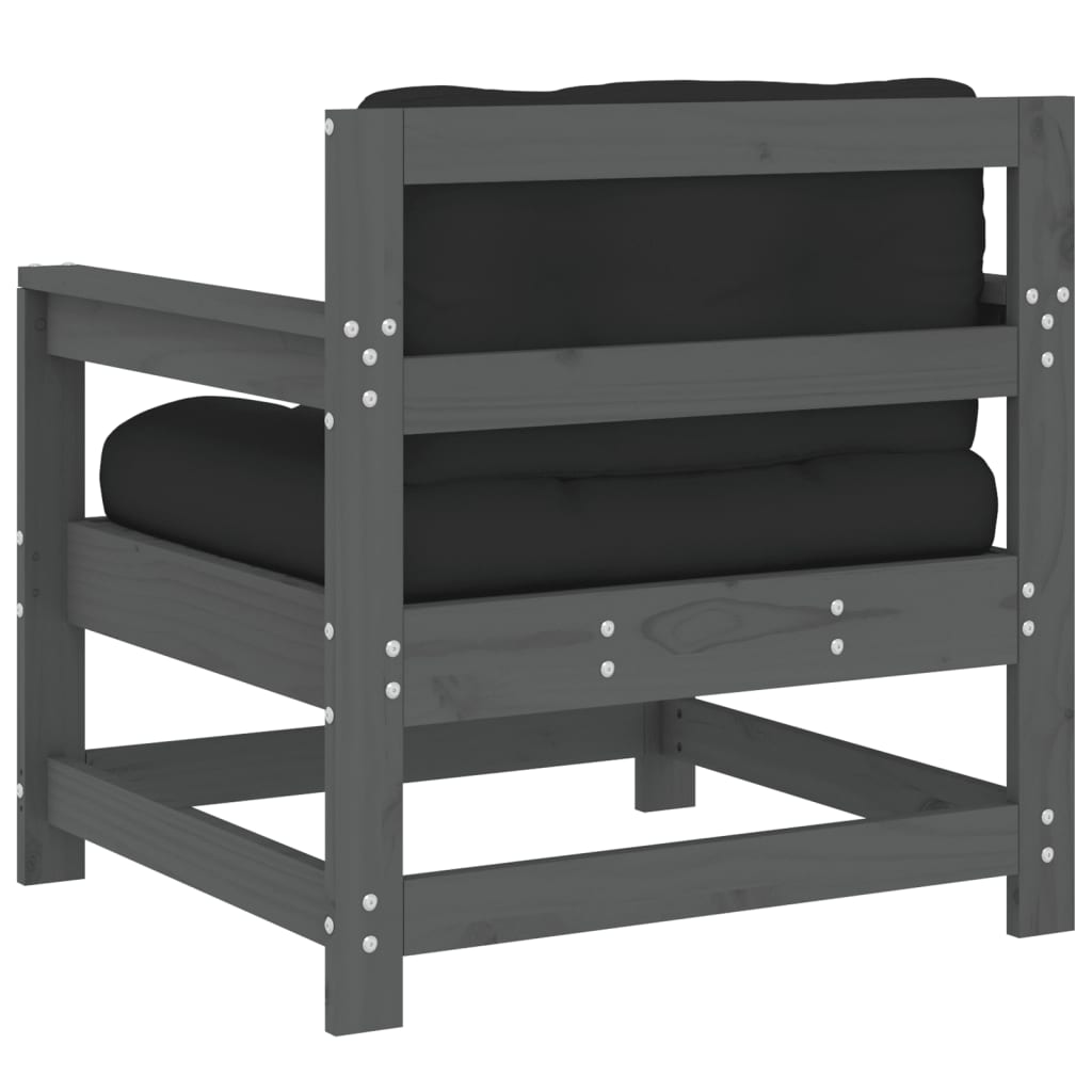 Tuinstoelen 2 St Met Kussens Massief Grenenhout Grijs Grijs grenenhout amchair