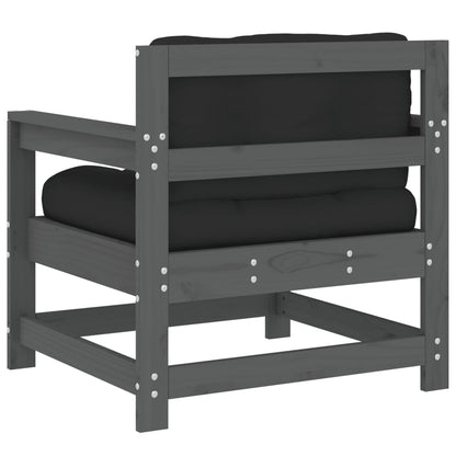 Tuinstoelen 2 St Met Kussens Massief Grenenhout Grijs Grijs grenenhout amchair