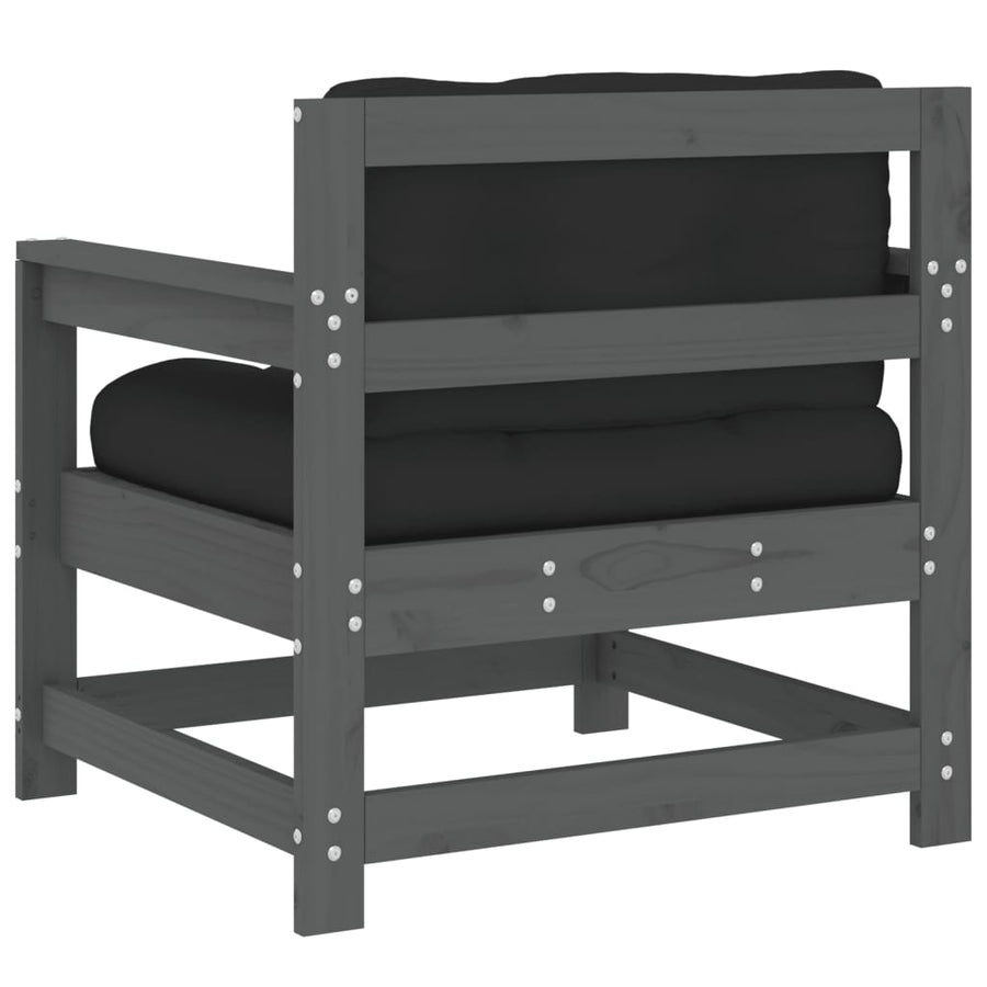 Tuinstoelen 2 St Met Kussens Massief Grenenhout Grijs Grijs grenenhout amchair