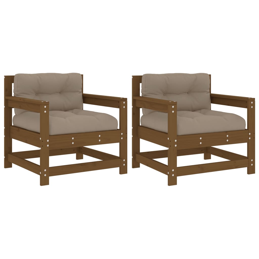 Tuinstoelen 2 St Met Kussens Massief Grenenhout Honingbruin Honingbruin grenenhout amchair