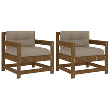 Tuinstoelen 2 St Met Kussens Massief Grenenhout Honingbruin Honingbruin grenenhout amchair