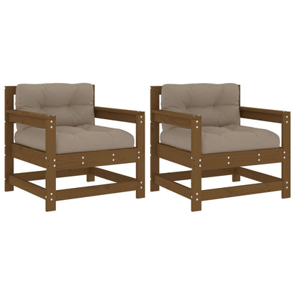 Tuinstoelen 2 St Met Kussens Massief Grenenhout Honingbruin Honingbruin grenenhout amchair