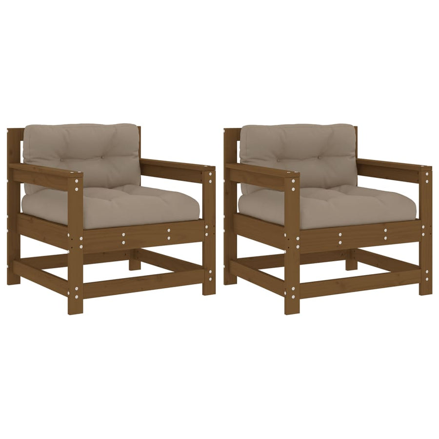 Tuinstoelen 2 St Met Kussens Massief Grenenhout Honingbruin Honingbruin grenenhout amchair
