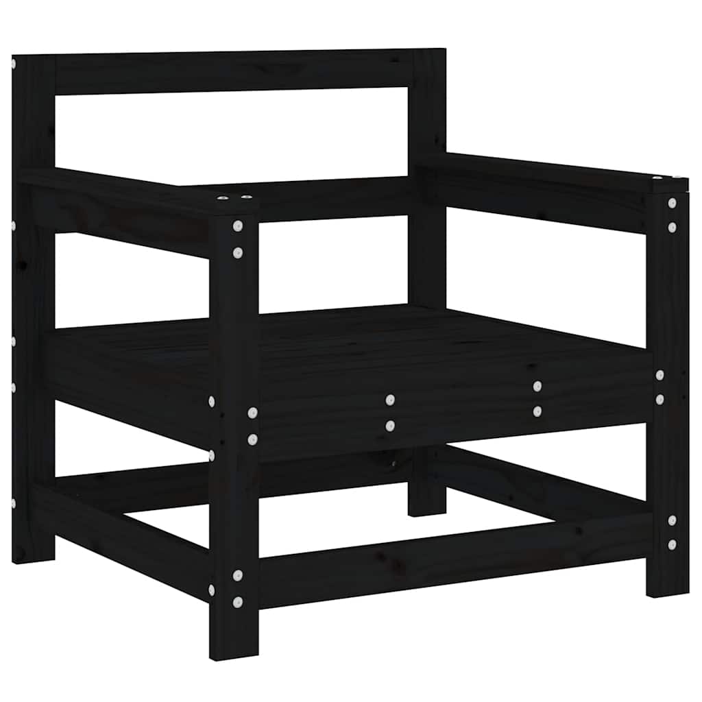 Tuinstoelen 2 st met kussens massief grenenhout zwart