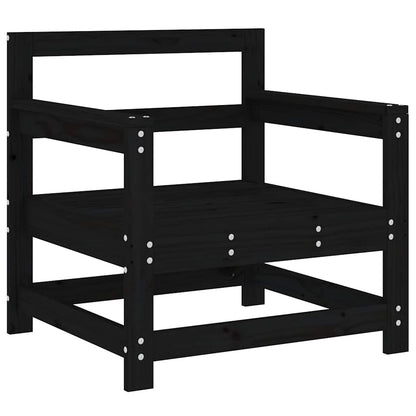 Tuinstoelen 2 st met kussens massief grenenhout zwart