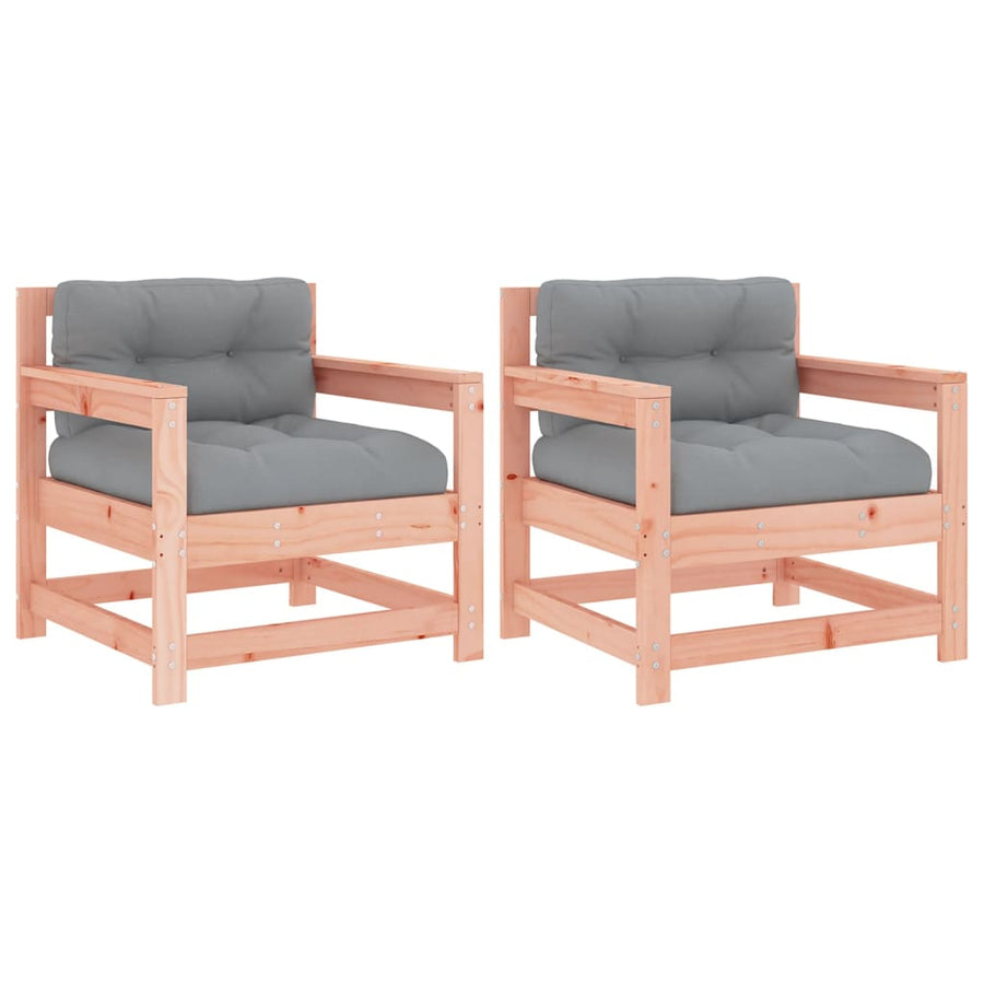 Tuinstoelen 2 St Met Kussens Massief Douglashout Natuurlijk douglashout amchair