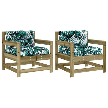Tuinstoelen 2 St Met Kussens Geïmpregneerd Grenenhout Naturel geïmpregneerd amchair
