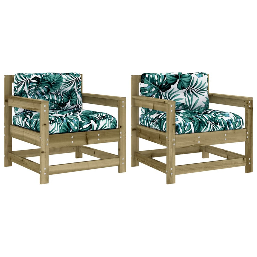 Tuinstoelen 2 St Met Kussens Geïmpregneerd Grenenhout Naturel geïmpregneerd amchair