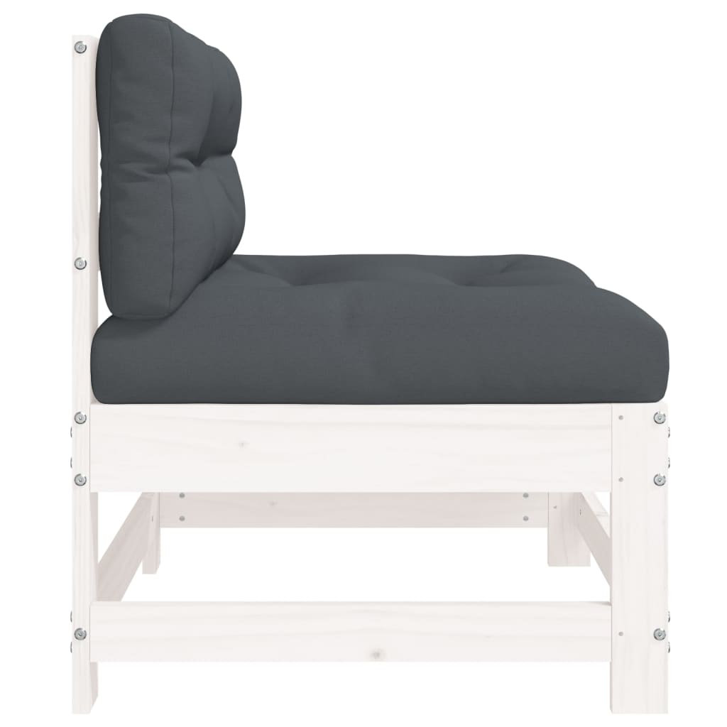 Middenbanken Met Kussens 2 St Massief Grenenhout Wit Wit grenenhout 2x midden