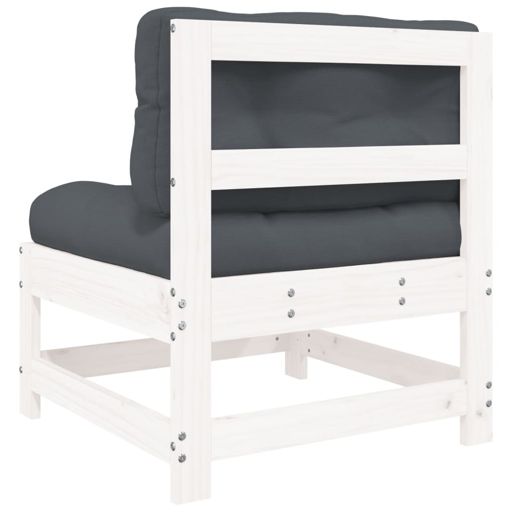 Middenbanken Met Kussens 2 St Massief Grenenhout Wit Wit grenenhout 2x midden