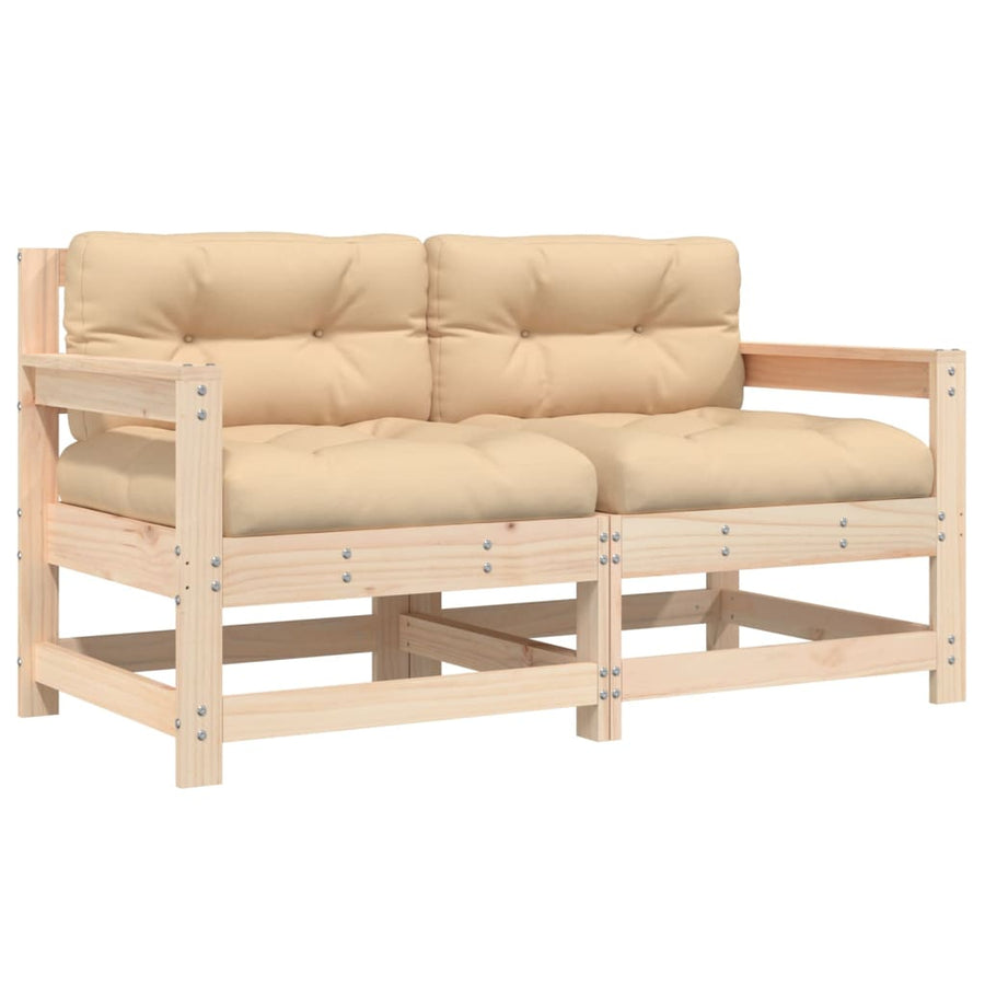 Tuinstoelen 2 St Met Kussens Massief Grenenhout Natuurlijk grenenhout Tweezitsbank