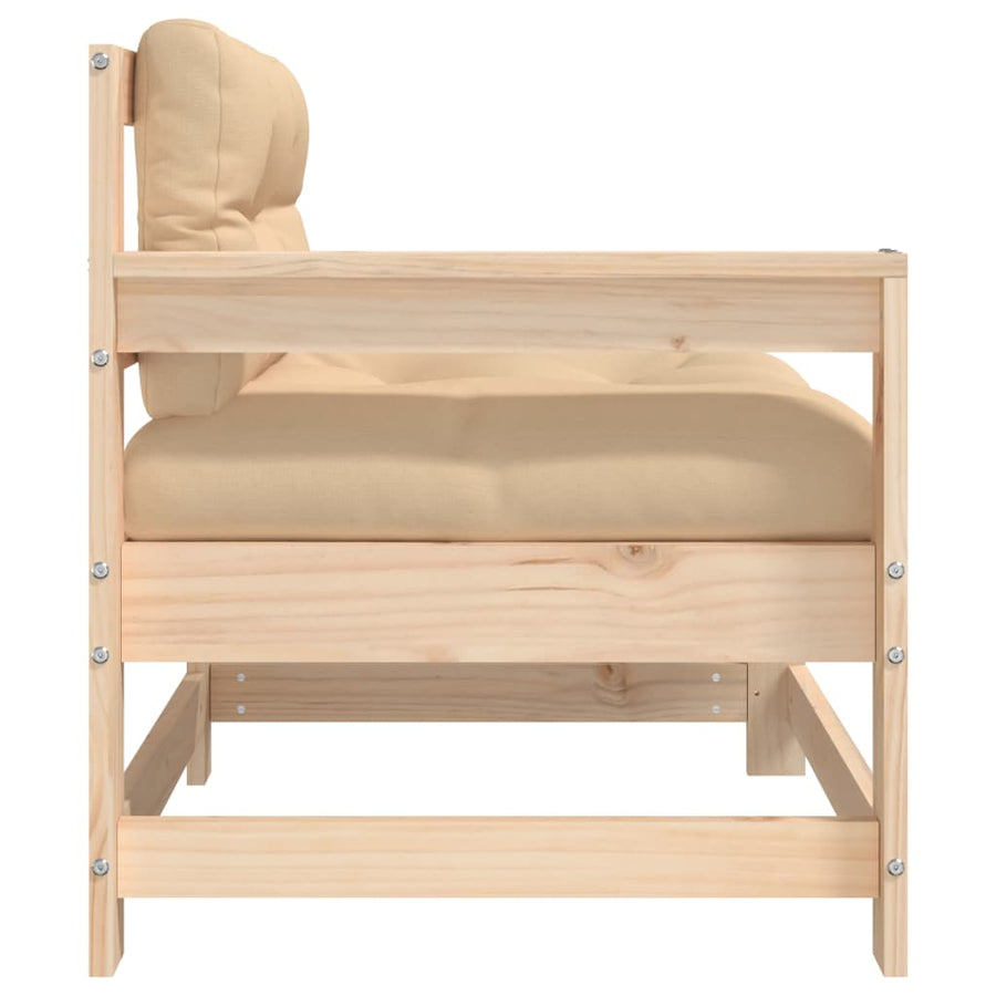 Tuinstoelen 2 St Met Kussens Massief Grenenhout Natuurlijk grenenhout Tweezitsbank