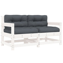 Tuinstoelen Met Kussens 2 St Massief Grenenhout Wit Wit grenenhout Tweezitsbank