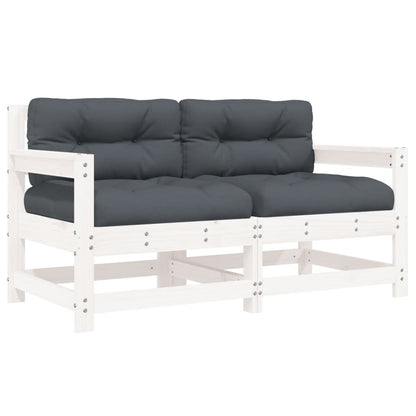 Tuinstoelen Met Kussens 2 St Massief Grenenhout Wit Wit grenenhout Tweezitsbank