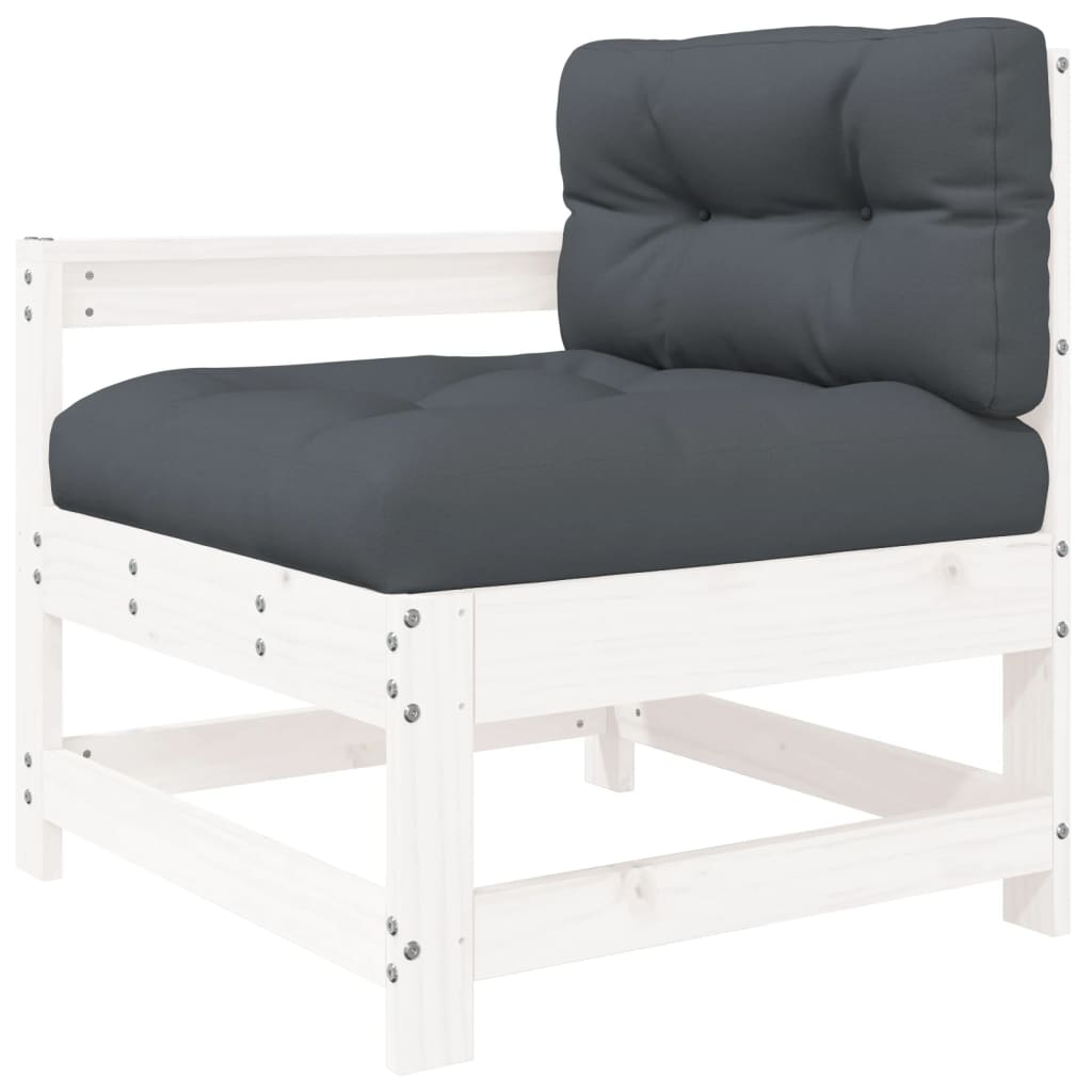 Tuinstoelen Met Kussens 2 St Massief Grenenhout Wit Wit grenenhout Tweezitsbank