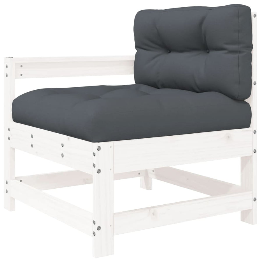 Tuinstoelen Met Kussens 2 St Massief Grenenhout Wit Wit grenenhout Tweezitsbank
