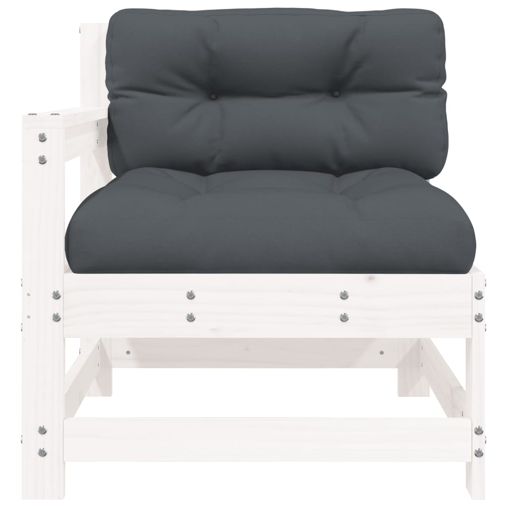 Tuinstoelen Met Kussens 2 St Massief Grenenhout Wit Wit grenenhout Tweezitsbank