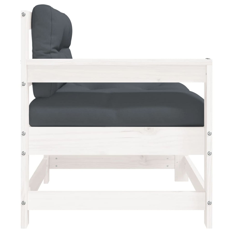 Tuinstoelen Met Kussens 2 St Massief Grenenhout Wit Wit grenenhout Tweezitsbank