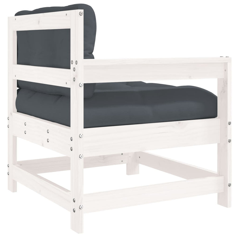 Tuinstoelen Met Kussens 2 St Massief Grenenhout Wit Wit grenenhout Tweezitsbank