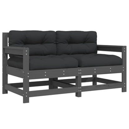 Tuinstoelen 2 St Met Kussens Massief Grenenhout Grijs Grijs grenenhout Tweezitsbank